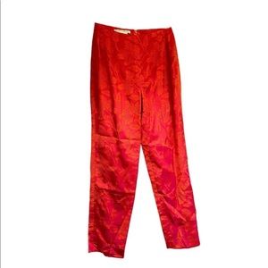 Pink & Orange Floral Silk Straight Leg Pants